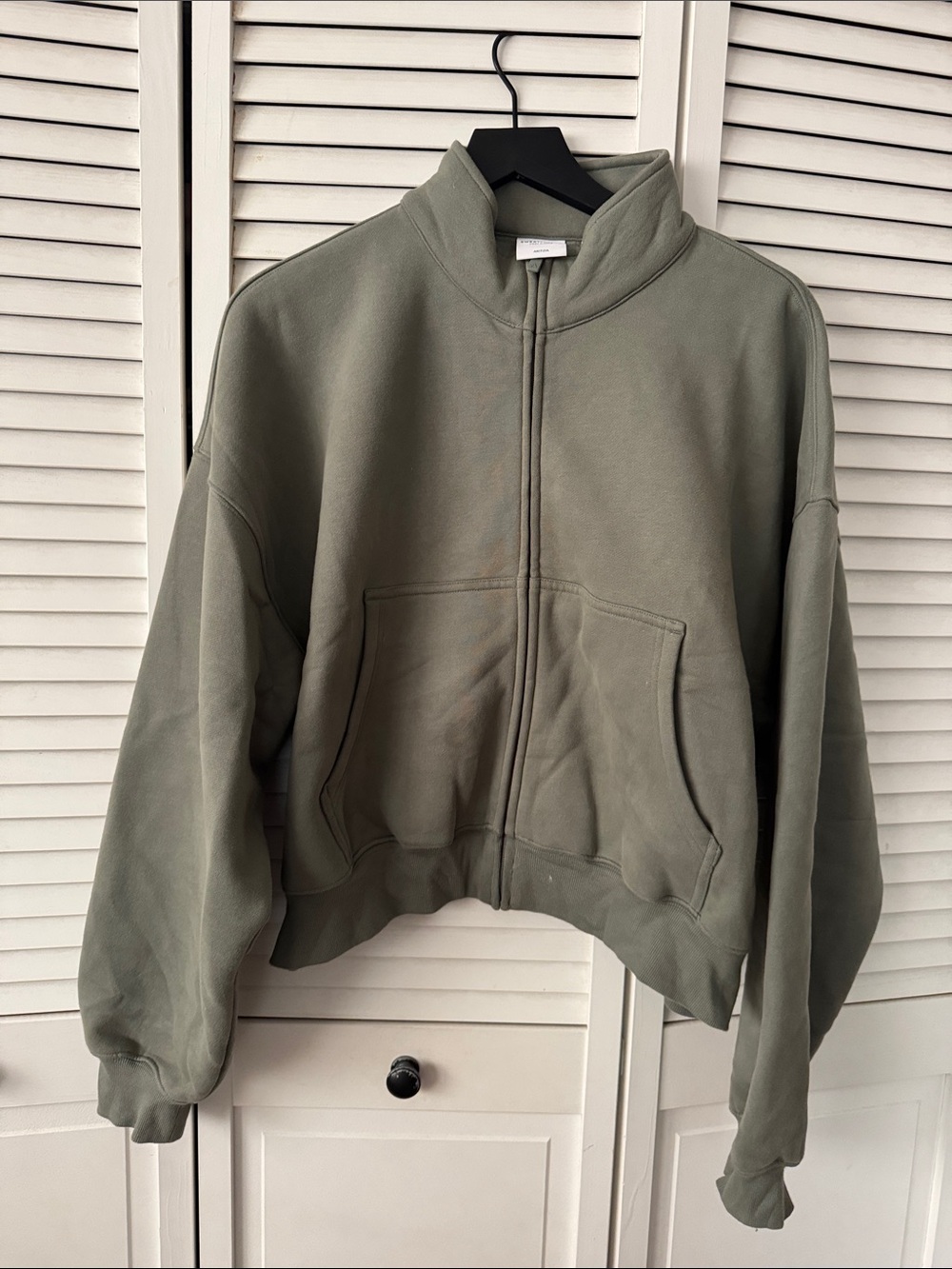 Aritzia Olive Green Sweatfleece Cozy Zip Jacket